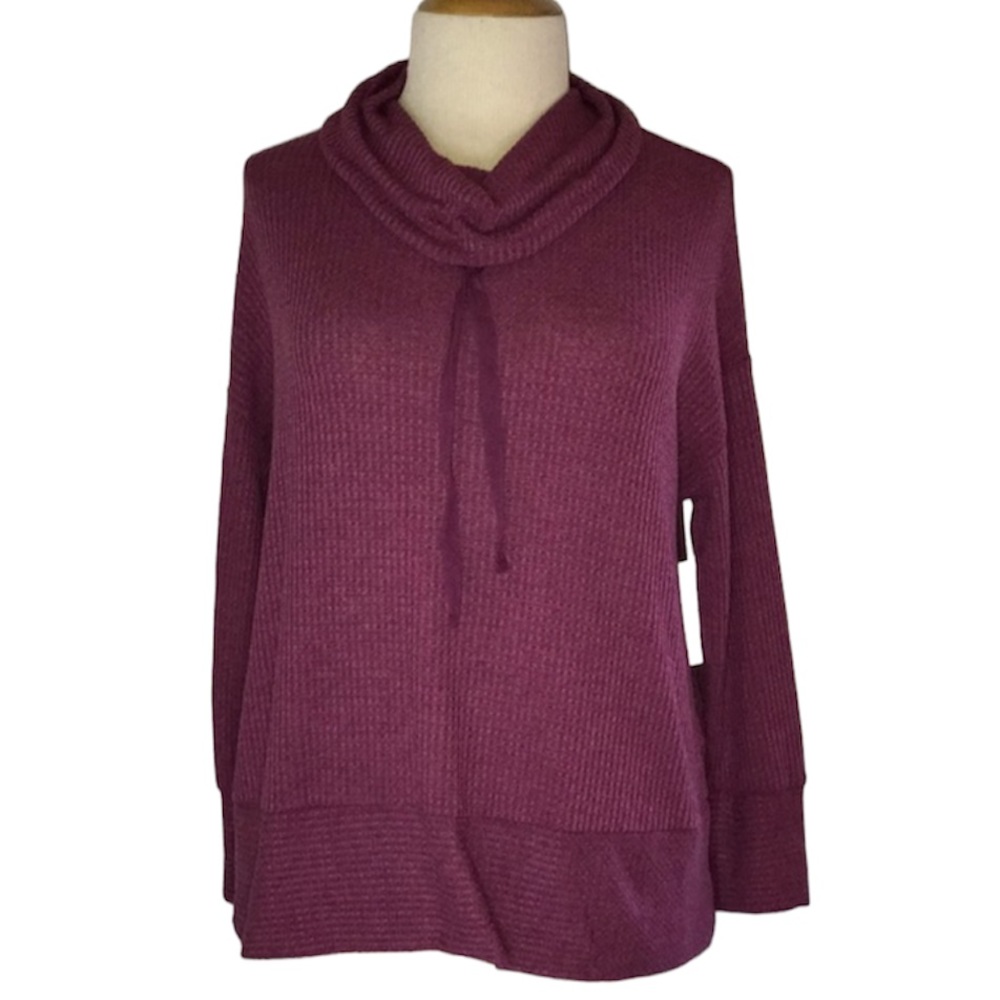 Silverware Cowl neck waffle top 3X